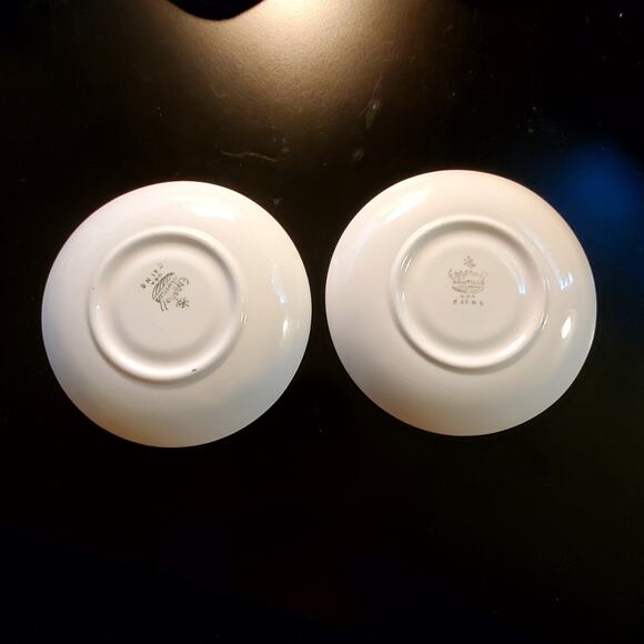 Vtg Tea Cup & Saucer Warranted Gold Rim Eggshell Nautilus U.SA D41N5 Small Sauc - Picture 3 of 4